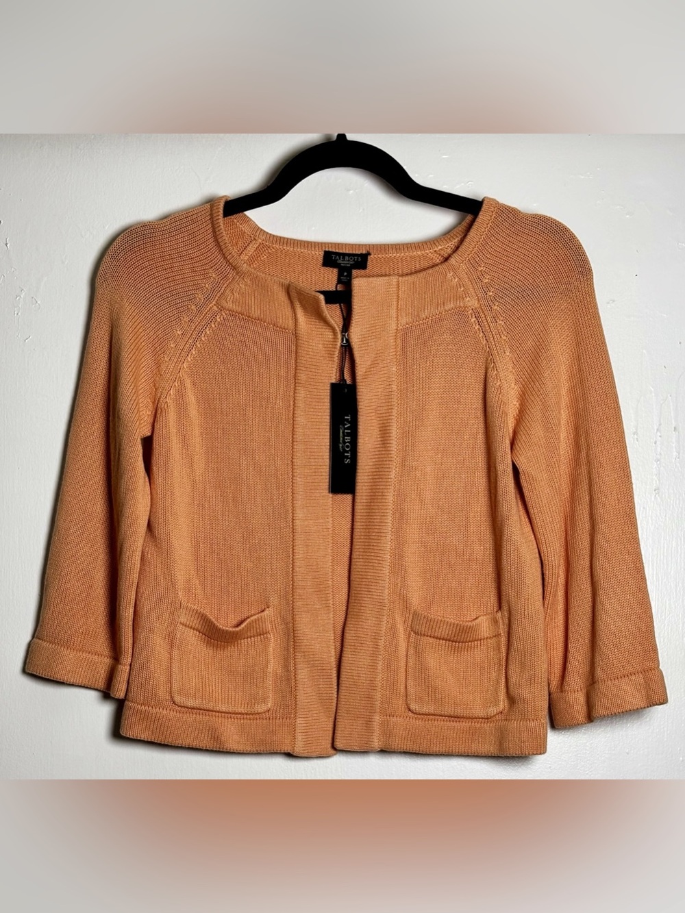 Talbots Open-Front Knit Cardigan Sweater Melon Size P NWT